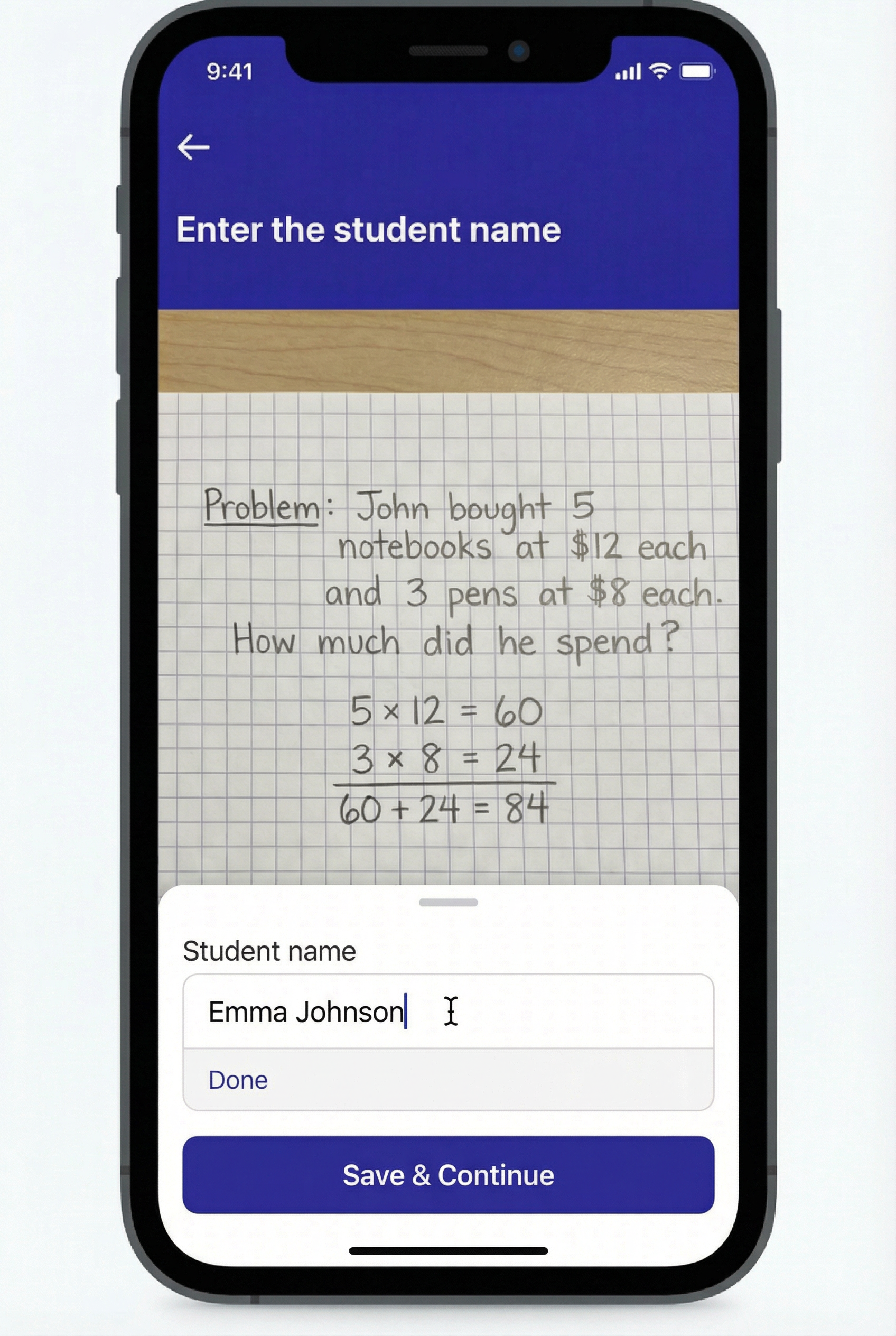 Enter the student name